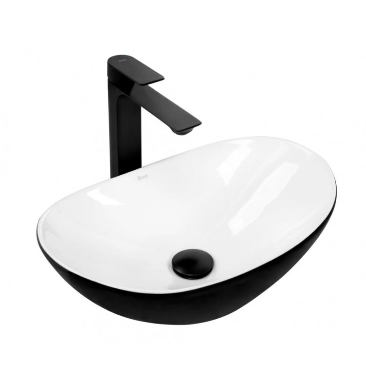 Накладной умывальник Rea Royal Mini Black White Накладной умывальник Rea Royal Mini Black White